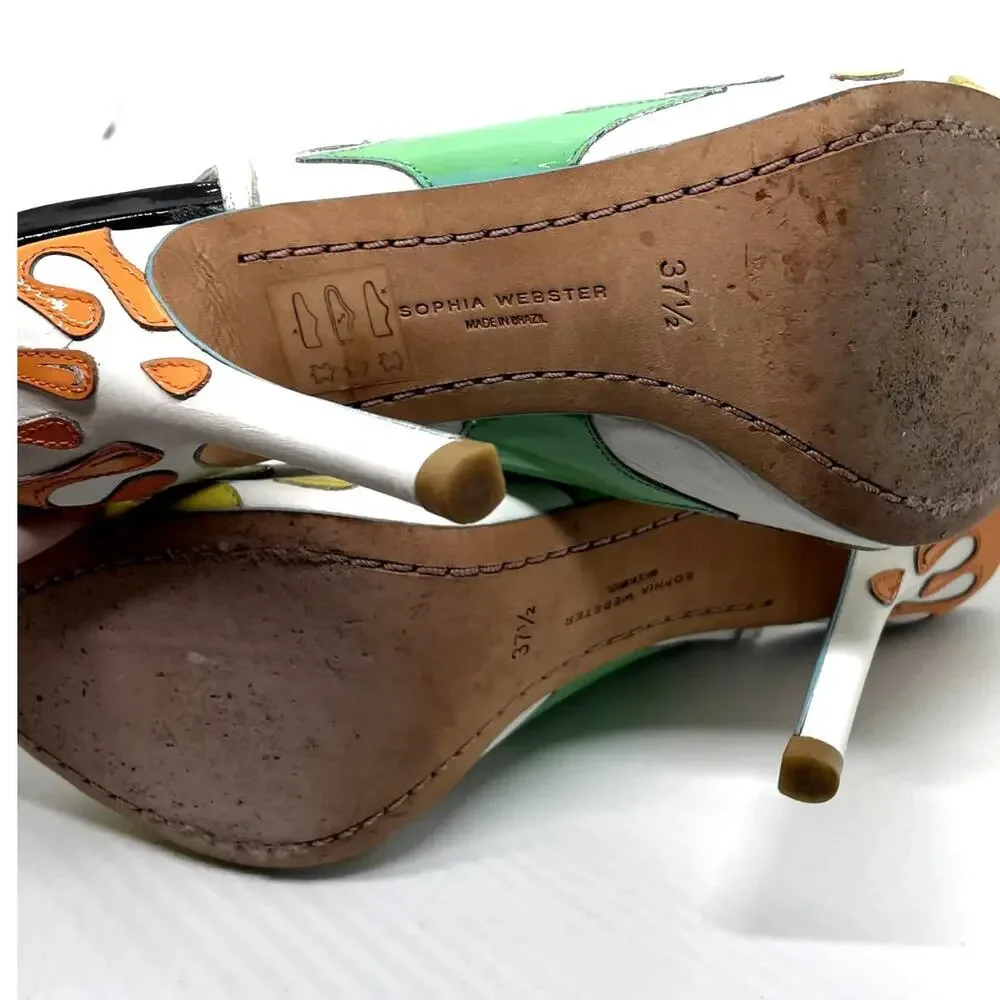 Sophia Webster Arty Party Paint Splatter Heel Tie Back Booties Size 7.5 - Picture 15 of 15